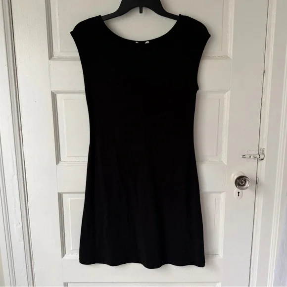 Standard James Perse Classic Black Mini Bodycon Dress Minimalist Stretch Cotton - Picture 3 of 10
